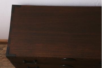 アンティーク家具　総桐材　大正昭和初期　小振りサイズが可愛らしい小箪笥(小タンス、サイドチェスト、小物収納、引き出し、桐箪笥、桐たんす)(R-043299)