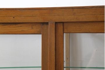 和製アンティーク　昭和レトロ　昭和中期　ナラ材製のシンプルな脚付きガラスケース(ショーケース、陳列棚)(R-043302)