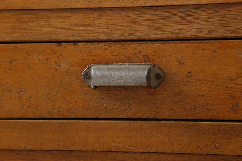 和製アンティーク　昭和レトロ　昭和中期　ナラ材製のシンプルな脚付きガラスケース(ショーケース、陳列棚)(R-043302)