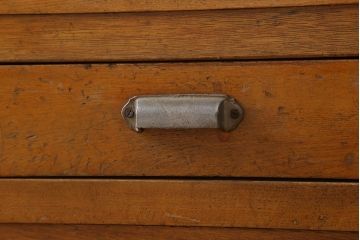 和製アンティーク　昭和レトロ　昭和中期　ナラ材製のシンプルな脚付きガラスケース(ショーケース、陳列棚)(R-043302)