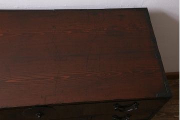 アンティーク家具　明治期　レア!モダンな雰囲気を漂わせる黒漆塗りの仙台箪笥(時代箪笥、衣装箪笥)(R-043303)