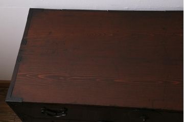 アンティーク家具　明治期　レア!モダンな雰囲気を漂わせる黒漆塗りの仙台箪笥(時代箪笥、衣装箪笥)(R-043303)