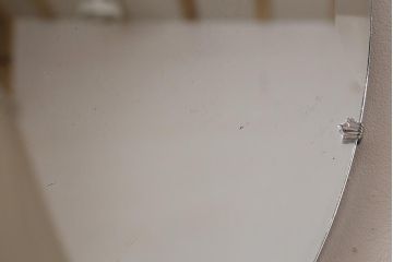 ヴィンテージ雑貨　イギリスビンテージ　シックな空間にぴったりのカットガラスオーバルミラー(鏡)(R-043305)
