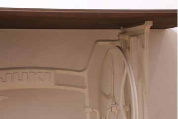 JUKI　天板ヒノキ材　ペイントリメイク　補助テーブル付きミシンテーブル(バタフライテーブル、拡張式テーブル、サイドテーブル、カフェテーブル)(R-043311)