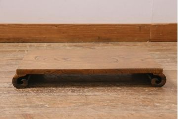 アンティーク雑貨　明治大正期　ケヤキ材一枚板　力強い木目が魅力の巻花台(飾り台)(R-043312)