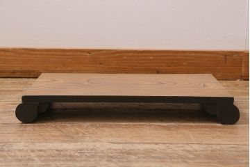 アンティーク雑貨　明治大正期　ケヤキ材一枚板　力強い木目が魅力の巻花台(飾り台)(R-043312)