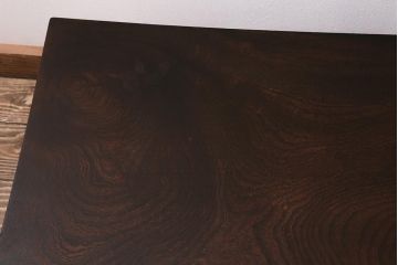 アンティーク家具　大正昭和初期　総ケヤキ材・天板一枚板　大正ロマン香る挽き物脚の文机(座卓、座机、ローテーブル、センターテーブル)(R-043320)