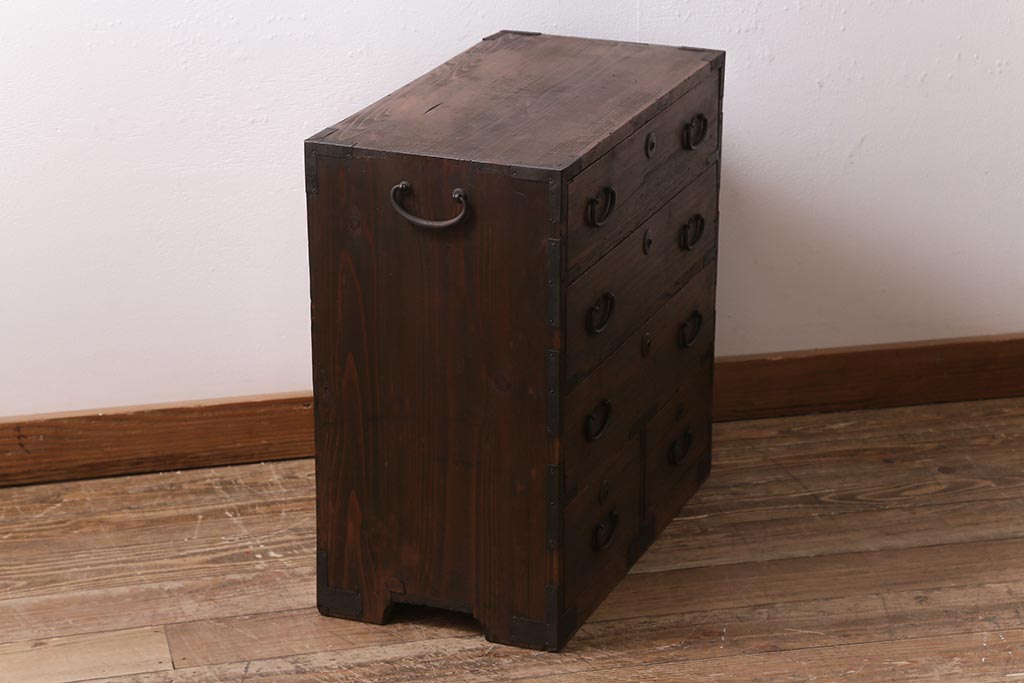 アンティークスタイル 木製タンス 赤黒　状態悪い アンティークスタイル 木製タンス 赤黒 状態悪い