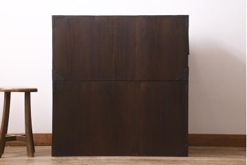 アンティーク家具　明治大正期　前面欅(ケヤキ)材　美しい木目が魅力の重ね会津箪笥(衣装箪笥、時代箪笥)(R-043326)