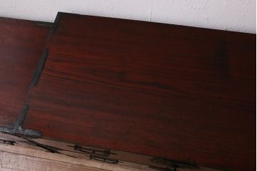 アンティーク家具　明治大正期　前面欅(ケヤキ)材　美しい木目が魅力の重ね会津箪笥(衣装箪笥、時代箪笥)(R-043326)