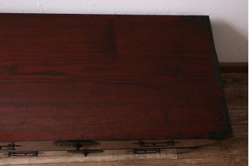 アンティーク家具　明治大正期　前面欅(ケヤキ)材　美しい木目が魅力の重ね会津箪笥(衣装箪笥、時代箪笥)(R-043326)