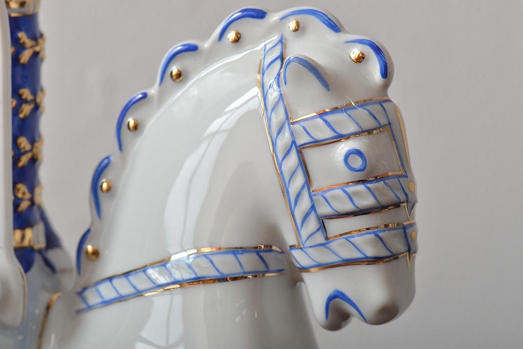 ハンガリー　HOLLOHAZA(ホロハーザ)　騎兵フィギュリン(兵隊、磁器、置物)(R-043331)