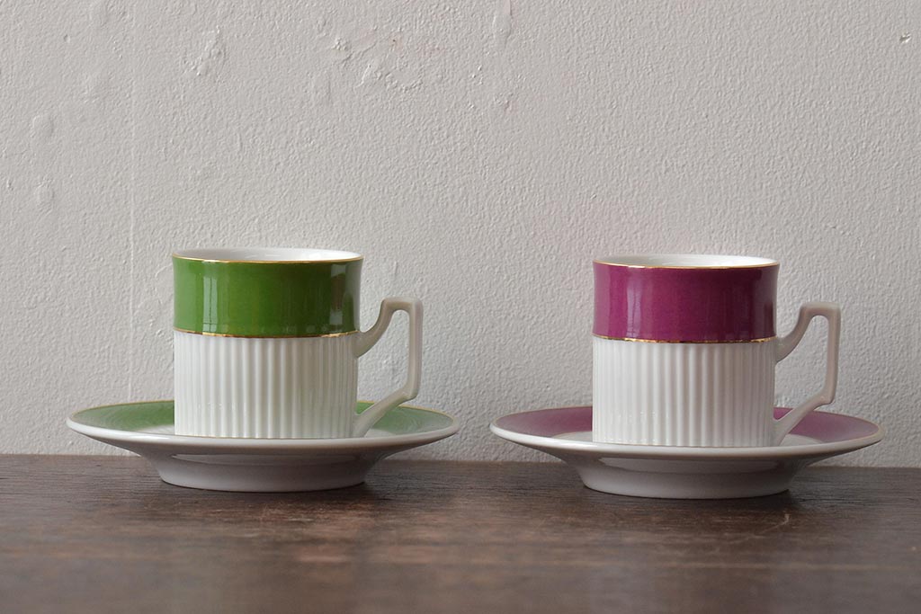 中古　ハンガリー　HOLLOHAZA(ホロハーザ)　APOLLO(アポロ)　デミタスカップ&ソーサー2客セット(洋食器)(R-043332)