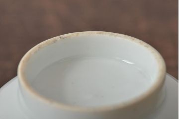 アンティーク雑貨　明治大正期　扇面図色絵蓋茶碗2客セット(和食器)(R-043334)