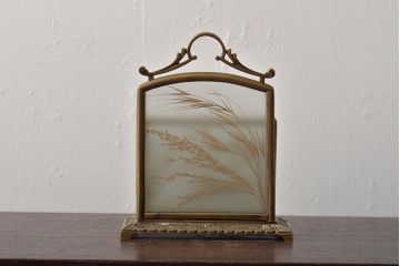 アンティーク雑貨　真鍮　押し花のようなレタースタンド(状差し)(R-043335)