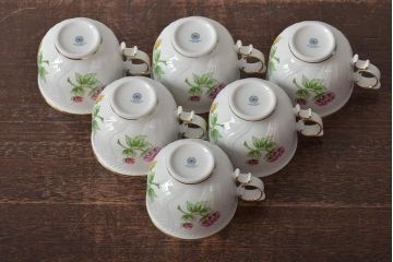 中古　ハンガリー　HOLLOHAZA(ホロハーザ)　Pannonia(パノニア)　ティーポット・シュガーポット・クリーマー・カップ&ソーサー6客セット(洋食器、ミルクポット、ティーセット)(R-043338)