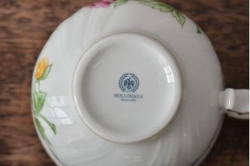 中古　ハンガリー　HOLLOHAZA(ホロハーザ)　Pannonia(パノニア)　ティーポット・シュガーポット・クリーマー・カップ&ソーサー6客セット(洋食器、ミルクポット、ティーセット)(R-043338)