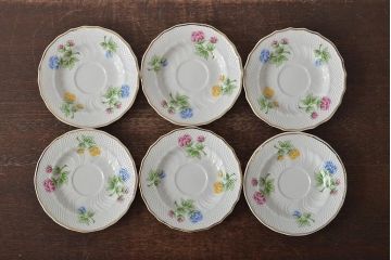 中古　ハンガリー　HOLLOHAZA(ホロハーザ)　Pannonia(パノニア)　ティーポット・シュガーポット・クリーマー・カップ&ソーサー6客セット(洋食器、ミルクポット、ティーセット)(R-043338)