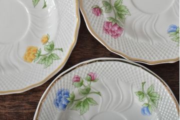 中古　ハンガリー　HOLLOHAZA(ホロハーザ)　Pannonia(パノニア)　ティーポット・シュガーポット・クリーマー・カップ&ソーサー6客セット(洋食器、ミルクポット、ティーセット)(R-043338)