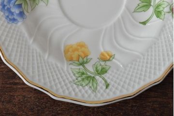 中古　ハンガリー　HOLLOHAZA(ホロハーザ)　Pannonia(パノニア)　ティーポット・シュガーポット・クリーマー・カップ&ソーサー6客セット(洋食器、ミルクポット、ティーセット)(R-043338)