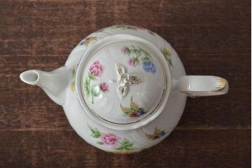 中古　ハンガリー　HOLLOHAZA(ホロハーザ)　Pannonia(パノニア)　ティーポット・シュガーポット・クリーマー・カップ&ソーサー6客セット(洋食器、ミルクポット、ティーセット)(R-043339)