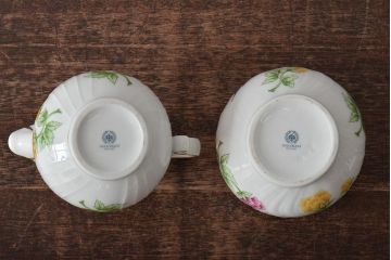 中古　ハンガリー　HOLLOHAZA(ホロハーザ)　Pannonia(パノニア)　ティーポット・シュガーポット・クリーマー・カップ&ソーサー6客セット(洋食器、ミルクポット、ティーセット)(R-043339)