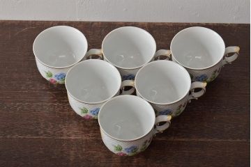 中古　ハンガリー　HOLLOHAZA(ホロハーザ)　Pannonia(パノニア)　ティーポット・シュガーポット・クリーマー・カップ&ソーサー6客セット(洋食器、ミルクポット、ティーセット)(R-043339)