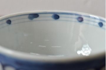 古民具・骨董　明治期　伊万里焼　染付蓋茶碗3客セット(和食器)(R-043342)