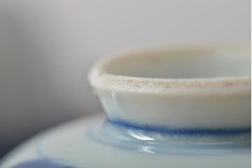 古民具・骨董　明治期　伊万里焼　染付蓋茶碗3客セット(和食器)(R-043344)