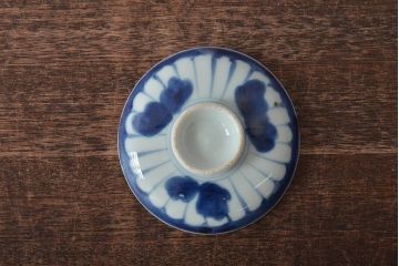 古民具・骨董　明治期　伊万里焼　染付蓋茶碗3客セット(和食器)(R-043344)
