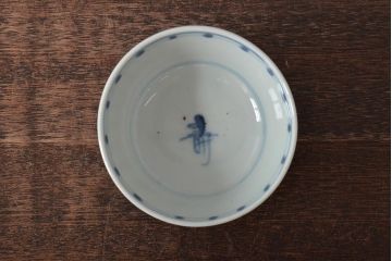 古民具・骨董　明治期　伊万里焼　染付蓋茶碗3客セット(和食器)(R-043344)