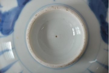 古民具・骨董　明治期　伊万里焼　染付蓋茶碗3客セット(和食器)(R-043344)