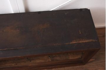 アンティーク家具　大正期　亀甲金網と組子の凝った引き戸が目を引くローボード(テレビ台)(R-043348)