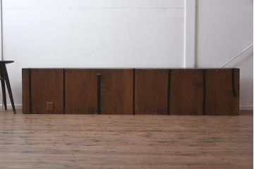 アンティーク家具　大正期　亀甲金網と組子の凝った引き戸が目を引くローボード(テレビ台)(R-043348)