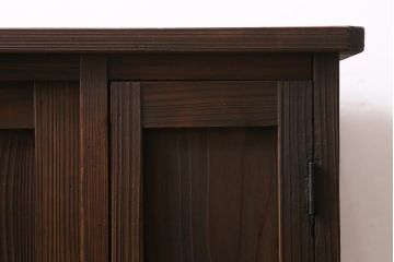 アンティーク家具　和製アンティーク　引き出し付き!　杢目の美しい杉材を使った昭和初期の下駄箱(収納棚、戸棚)(R-043356)