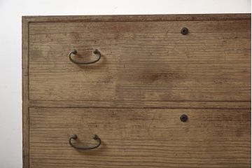 レトロ家具　昭和中期　桐材 素朴な和の雰囲気漂う箪笥2段(ローボード、テレビ台、チェスト、引き出し、桐箪笥、桐たんす)(R-043359)