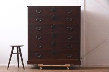 アンティーク家具　昭和初期　前面・側面ケヤキ材　中桐材　上手物!上質な和の雰囲気漂う衣装タンス(和タンス、引き出し、チェスト)(R-043360)