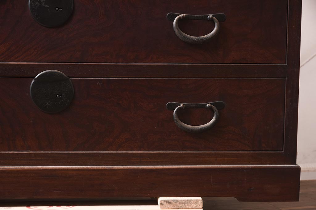 アンティーク家具　昭和初期　前面・側面ケヤキ材　中桐材　上手物!上質な和の雰囲気漂う衣装タンス(和タンス、引き出し、チェスト)(R-043360)