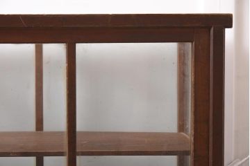 アンティーク家具　大正昭和初期　ヒノキ材　味のある風合いが魅力のレトロなガラスケース(ショーケース、陳列棚)(R-043361)