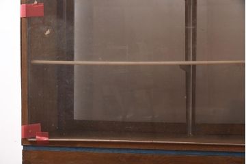 アンティーク家具　昭和中期　ナラ材　大型サイズのレトロなガラスケース(ショーケース、陳列棚)(R-043364)