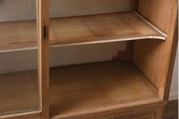 アンティーク家具　昭和中期　ナラ材　大型サイズのレトロなガラスケース(ショーケース、陳列棚)(R-043364)