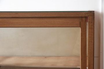 アンティーク家具　昭和中期　ナラ材　大型サイズのレトロなガラスケース(ショーケース、陳列棚)(R-043364)