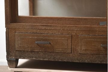 アンティーク家具　昭和中期　ナラ材　大型サイズのレトロなガラスケース(ショーケース、陳列棚)(R-043364)
