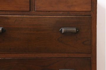 アンティーク家具　和製アンティーク　昭和初期　天板ヒノキリメイク　背面もキレイ!小ぶりなカウンターチェスト(チェスト、引き出し)(R-043375)