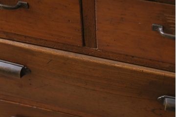 アンティーク家具　和製アンティーク　昭和初期　天板ヒノキリメイク　背面もキレイ!小ぶりなカウンターチェスト(チェスト、引き出し)(R-043375)