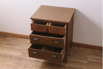 アンティーク家具　和製アンティーク　昭和初期　天板ヒノキリメイク　背面もキレイ!小ぶりなカウンターチェスト(チェスト、引き出し)(R-043375)