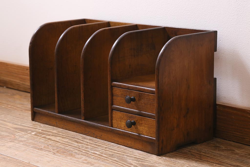 昭和アンティーク　本棚　木製家具　引き出し　アンティーク　蚤の市　ブックスタンド 昭和アンティーク 本棚 木製家具 引き出し アンティーク 蚤の市