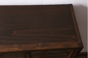 アンティーク家具　大正昭和初期　ヒノキ材　木の質感が味わい深いレトロなガラス戸棚(収納棚、飾り棚、食器棚)(R-043381)