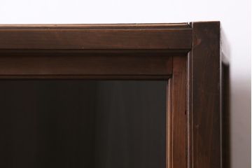 アンティーク家具　大正昭和初期　ヒノキ材　木の質感が味わい深いレトロなガラス戸棚(収納棚、飾り棚、食器棚)(R-043381)