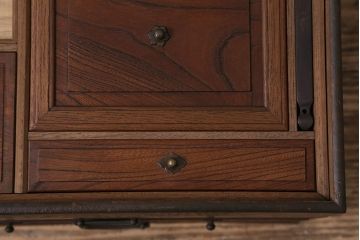 アンティーク家具　桑・欅・桐材　真鍮金具　上手物の小引き出し(裁縫箱)(R-043383)